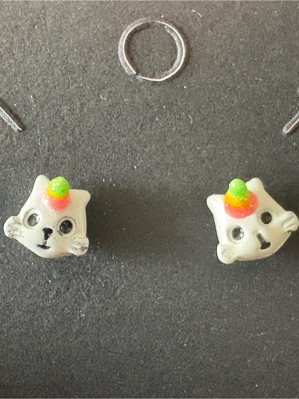 Cute White Cat Unicorn Stud Earrings with Full Body Posts